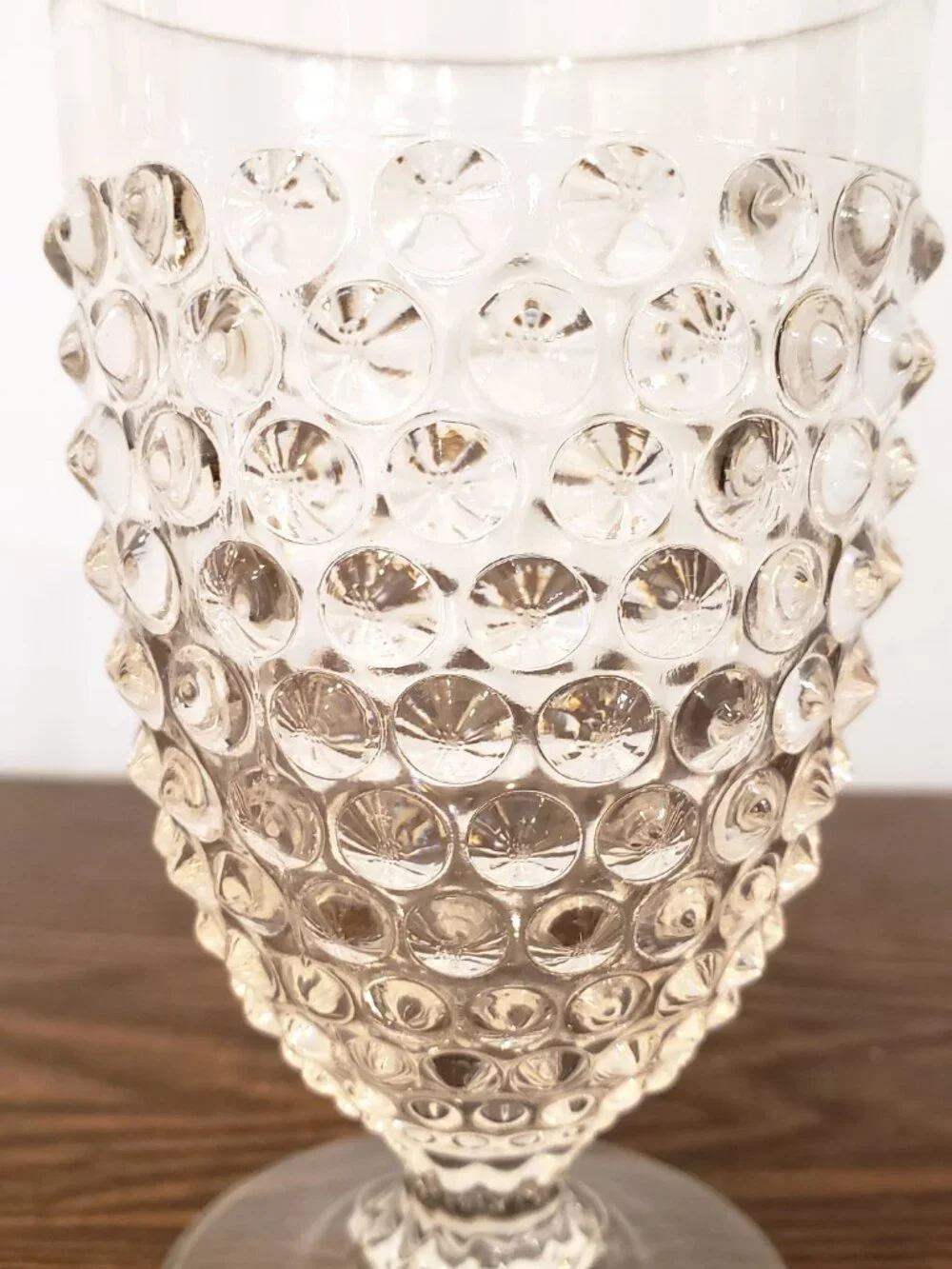 Hobnail Glass Juice Tumbler Clear Footed Vintage 4.25